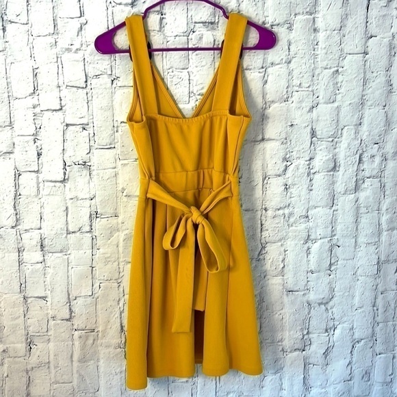 honey Yellow Crisscross Dress with Back Tie - Picture 4 of 9
